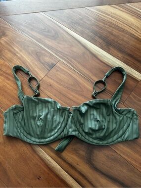 Vitamin A Olive Green Striped Underwire Bikini Top